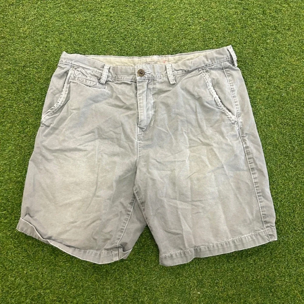 American Eagle Outfitters Mens Gray Prep Fit Cotton Twill Chino Shorts Size 36